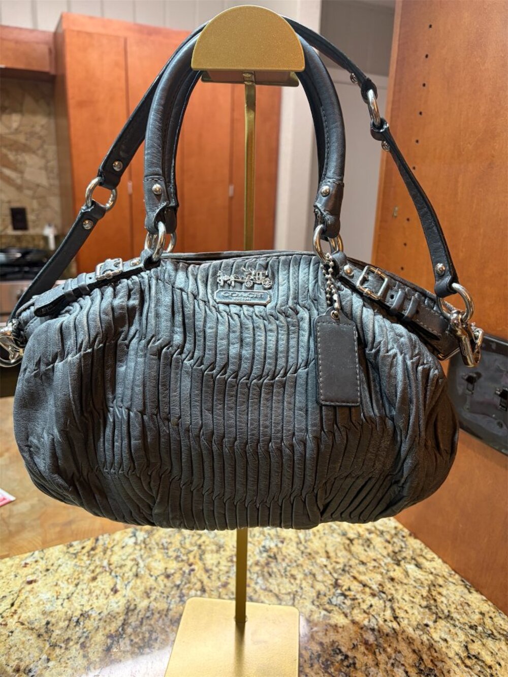 COACH MADISON SOPHIA RUCHED LEATHER HANDBAG - Y2K VINTAGE